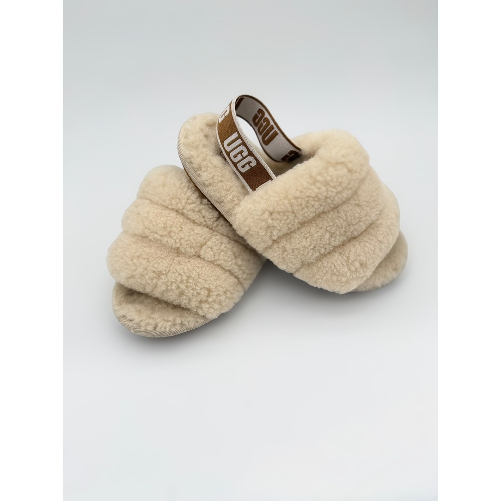 UGG Kids Fluff Yeah Slide Natural Sheepskin Sandal Comfy Casual Size 12 Kids